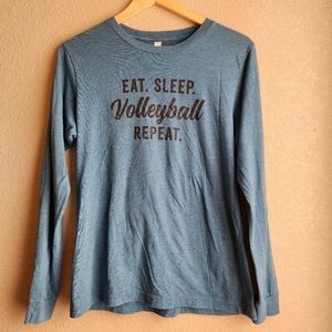 Bella Canvas Long sleeve Teal Blue Volleyball Shirt Size M
